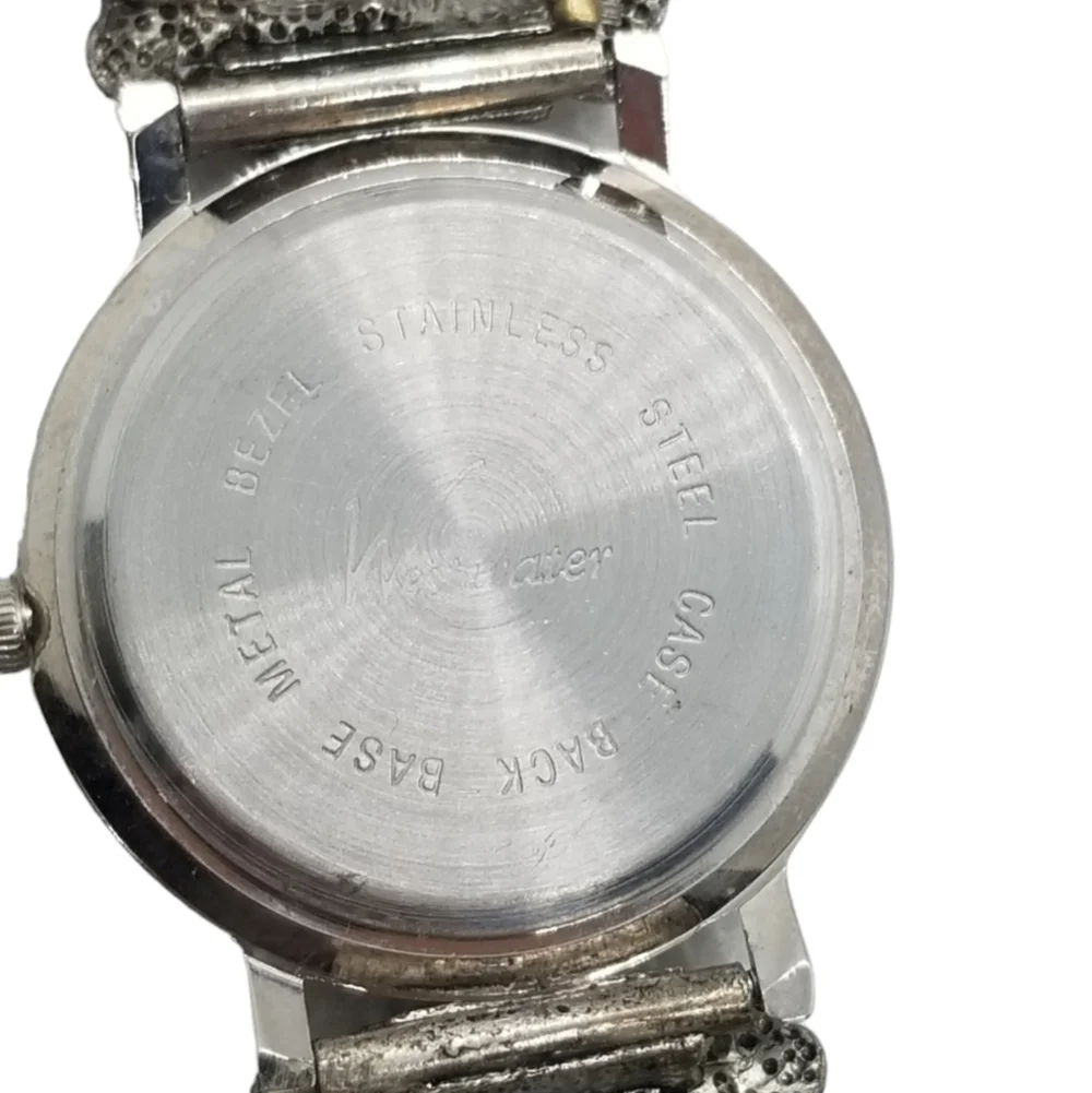 NATIVE AMERICAN STYLE SILVERTONED, GEMSTONE & ABALONE SHELL BAND LADIES WATCH